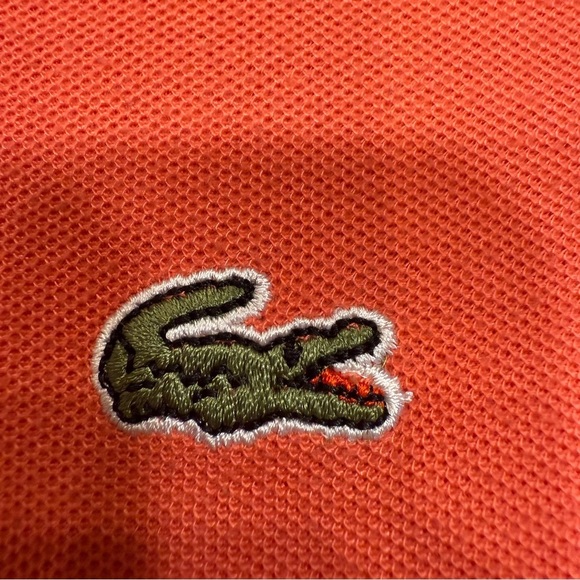 Lacoste Mens Polo Shirt Coral Sz 7 XL  Short Sleeve Gator Logo - Picture 4 of 8
